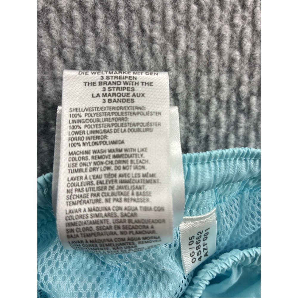 Vintage Y2K Adidas light blue nylon track pants Zipper Ankles 3 Stripes Small - Picture 9 of 9